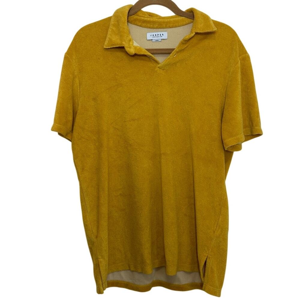 Jasper Los Angeles Terry Cloth Polo Shirt Gold Yellow Resort Beach Men’s L USA - Picture 7 of 7